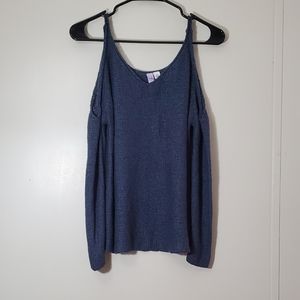 Navy blue shoulder cut out sweater